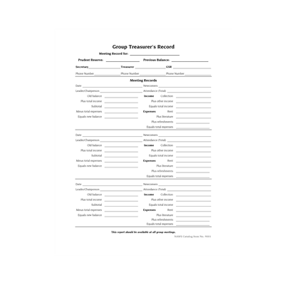 GROUP TREASURERS RECORD